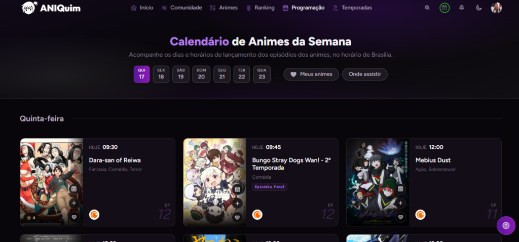 O Calendário da Semana